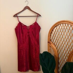 Vintage Authentic Lord and Tailor Lace Heart Shaped Satin Night Gown Dress Med